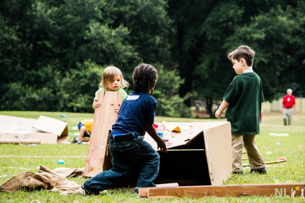 children constructing a fort