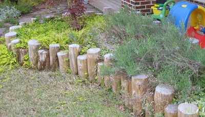 Bamboo rails with cedar posts double as pull-up rails in this toddler OLE.Bamboo posts and rails. Stepping stones create an exploratory pathway that provides access to new plants. Bamboo posts and rails. Stepping stones create an exploratory pathway that provides access to new plants.