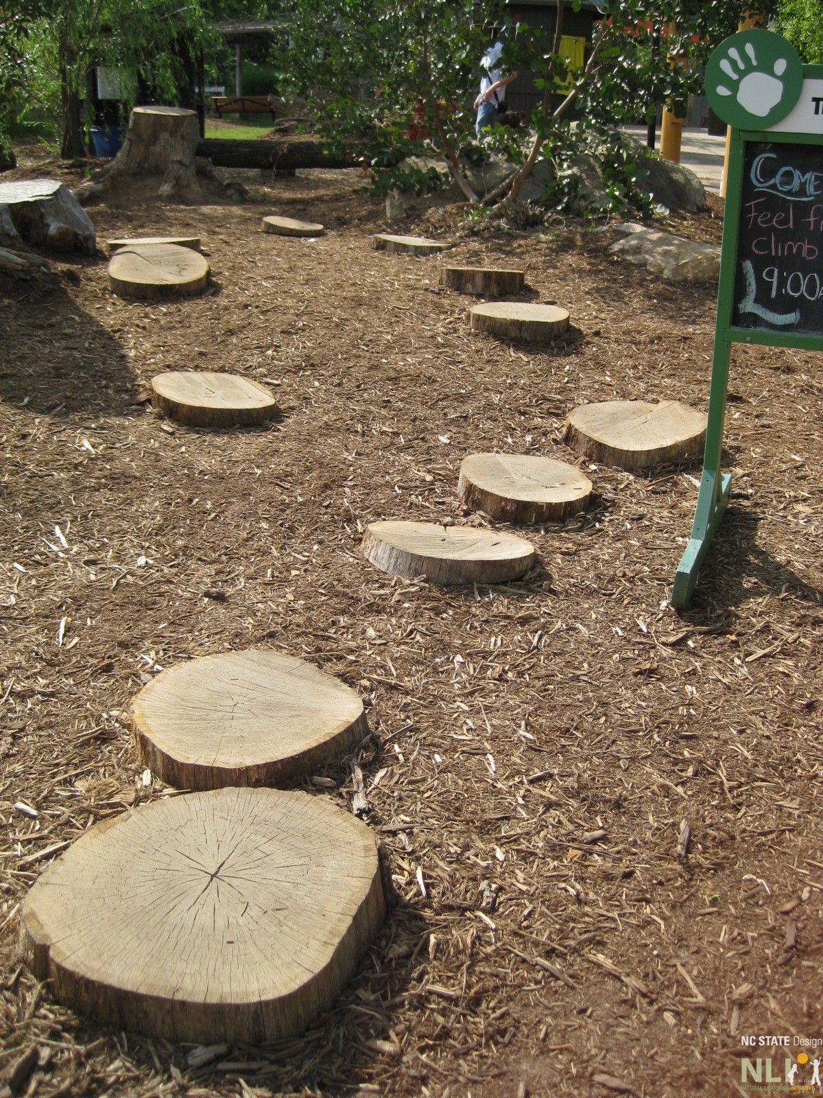 tree cookies integrated into the play area