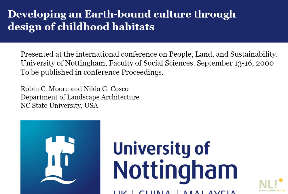 Developing an Earth-bound Culture Through Design of Childhood Habitats