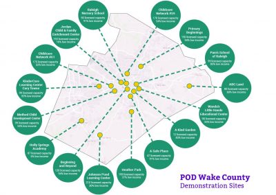 map showing pod wake county centers