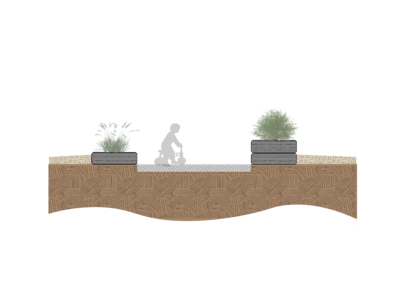 diagram of using tire planters as edging