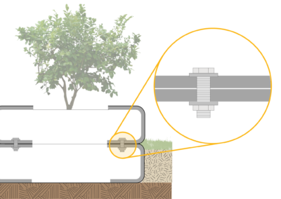diagram showing how to secure stacked tire planters