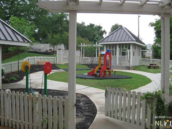 looping pathway with manufactured play equipment