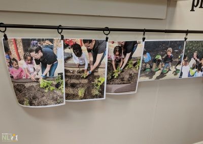 photos of children planting and harvesting