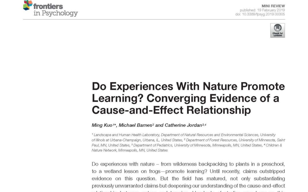 Nature-Based Learning Literature Review published