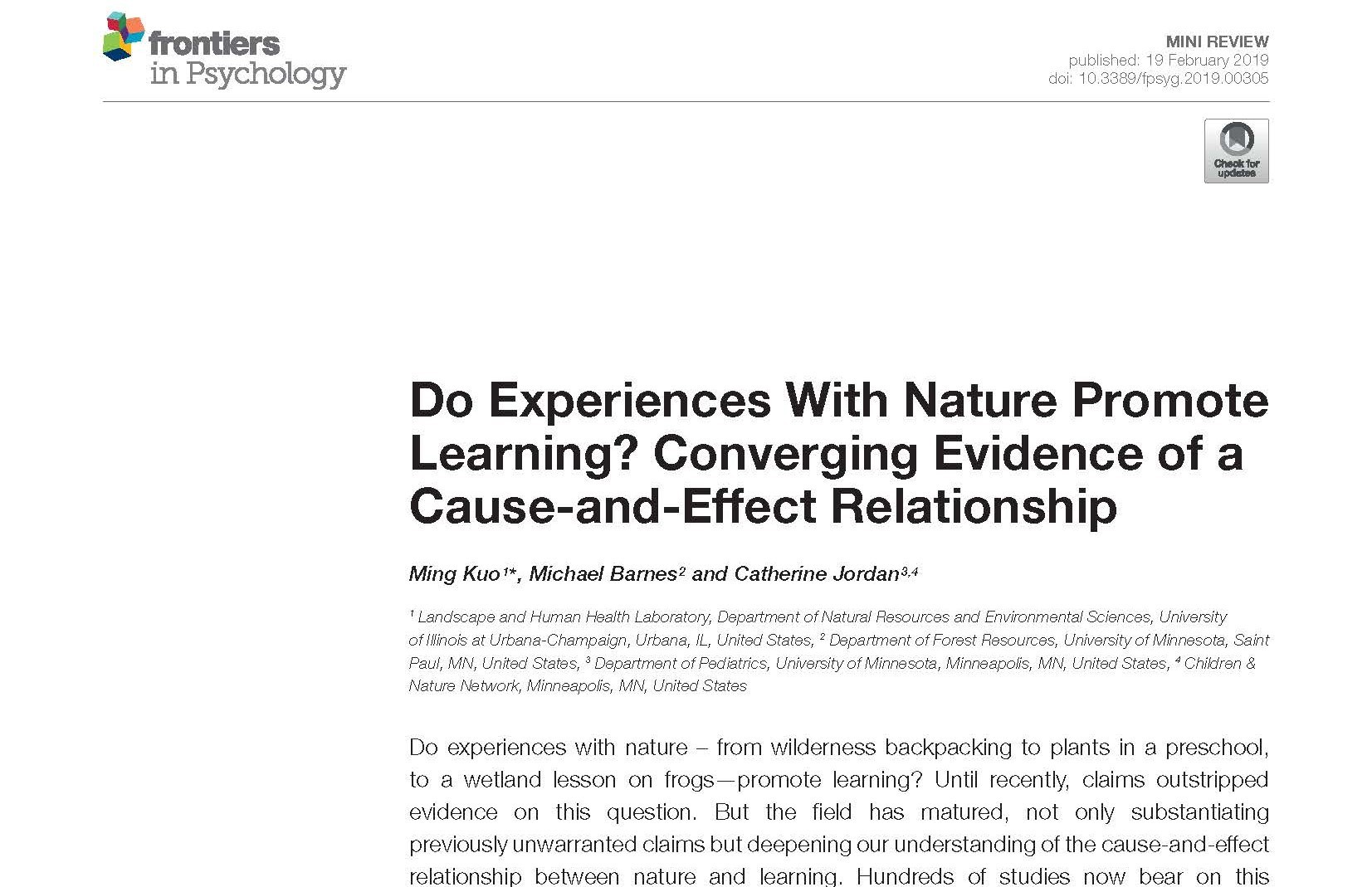 Nature-Based Learning Literature Review cover