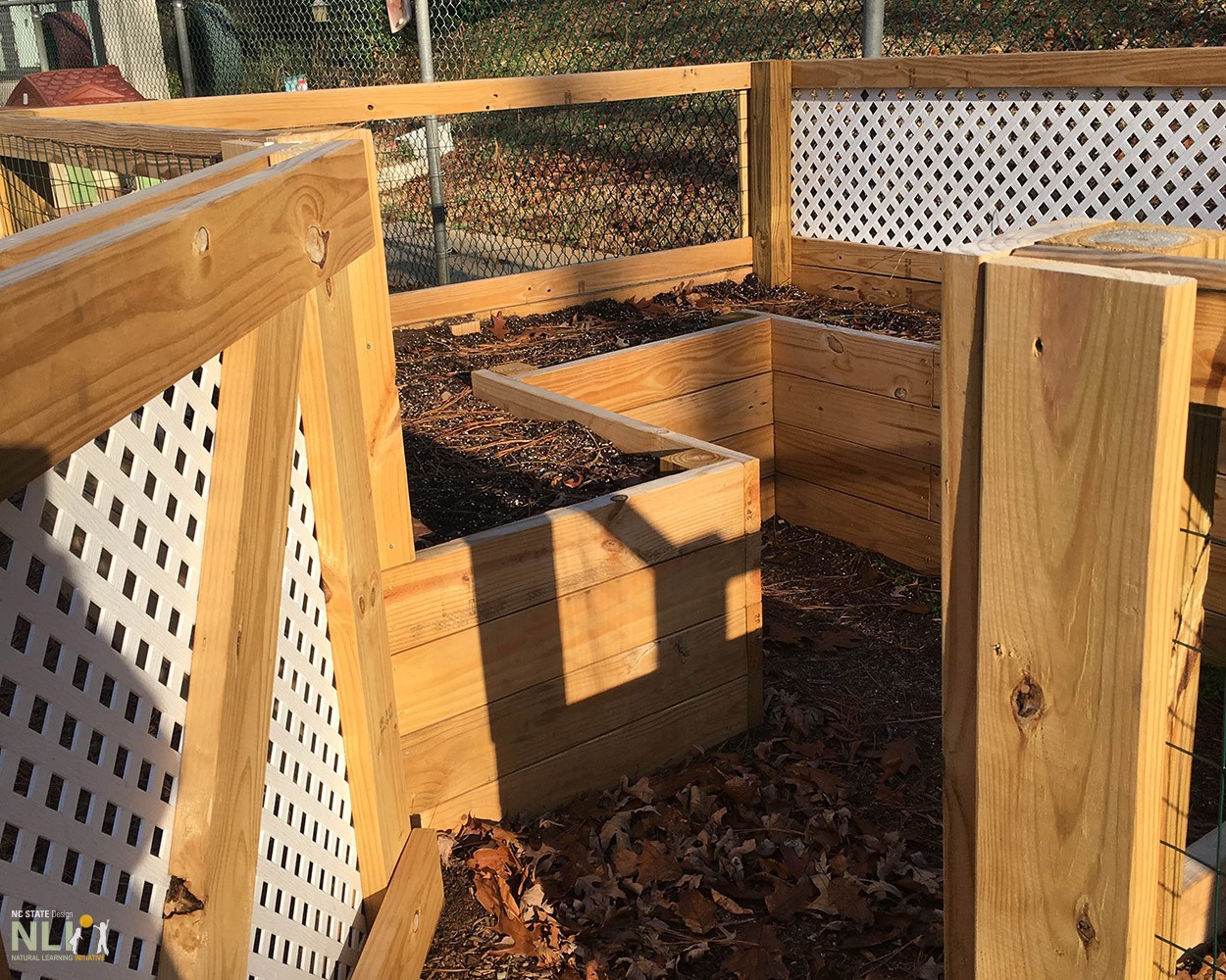 after renovation showing raised garden beds