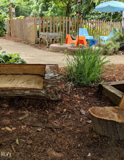carved logs turned into natural seating