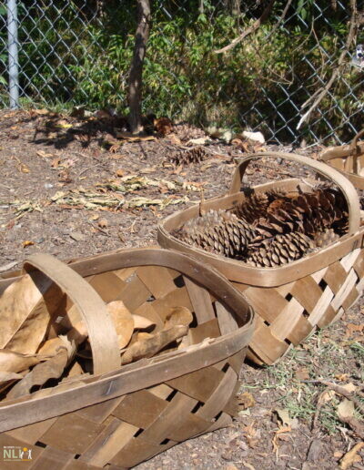 natural loose parts in baskets