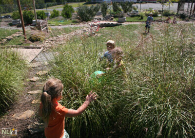 children playing in grasses