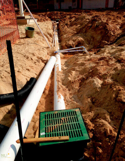 drainage piping system being installed