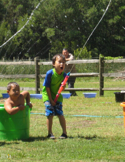 children engaging in water play