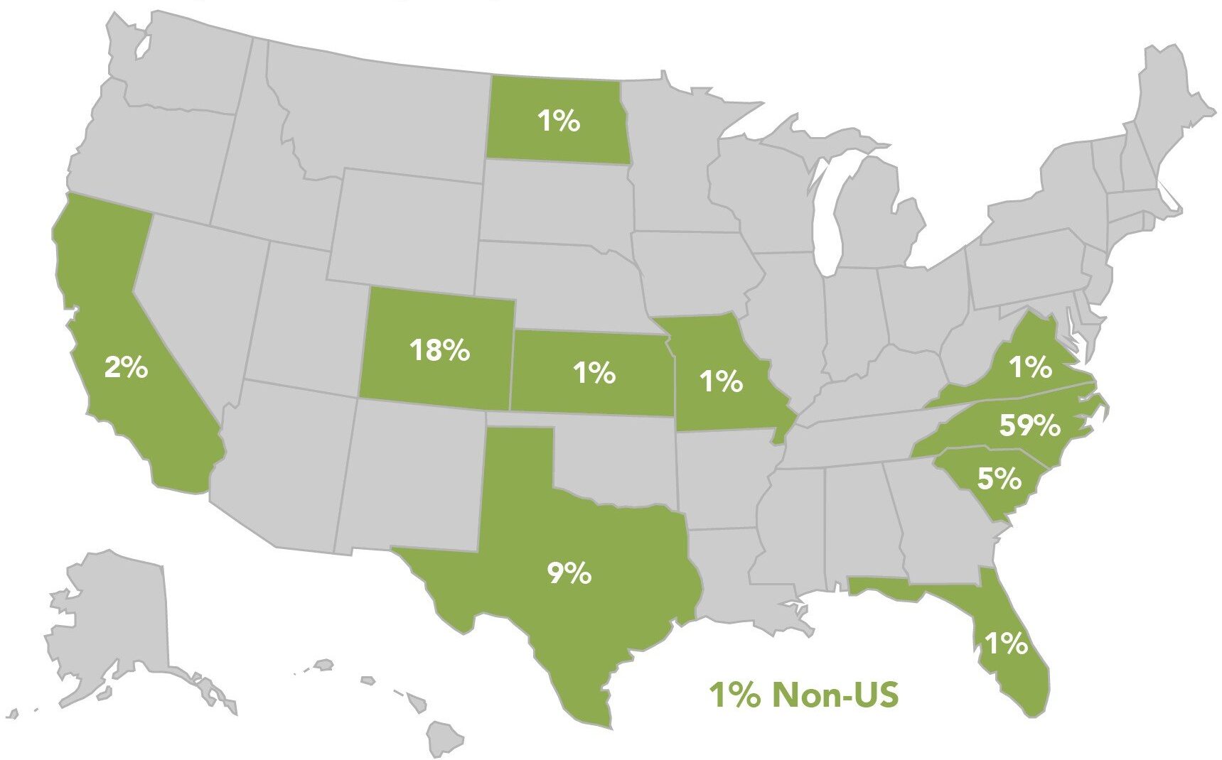 map of the US showing the distribution of responses